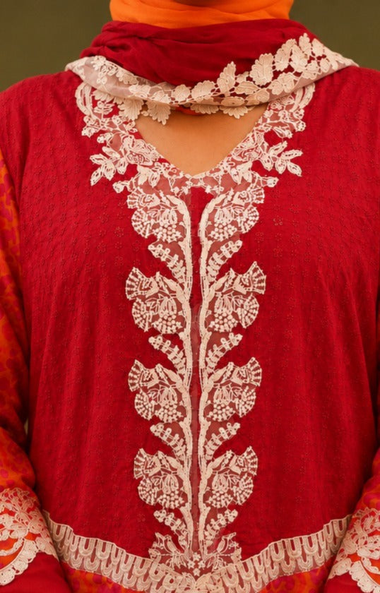 Double-Shaded Appliqué Embroidered - 3 Piece Ready to wear Lawn Suit