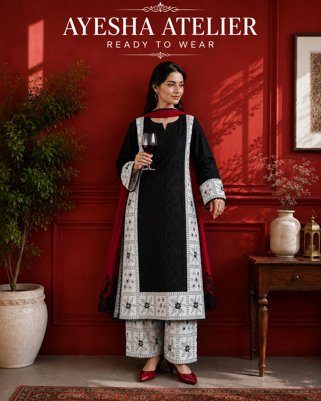 Midnight Noir – 3 Piece Ready to Wear Lawn Suit