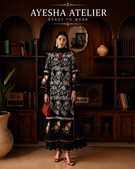 Noir Élégance – 3 Piece Ready to Wear Lawn Suit