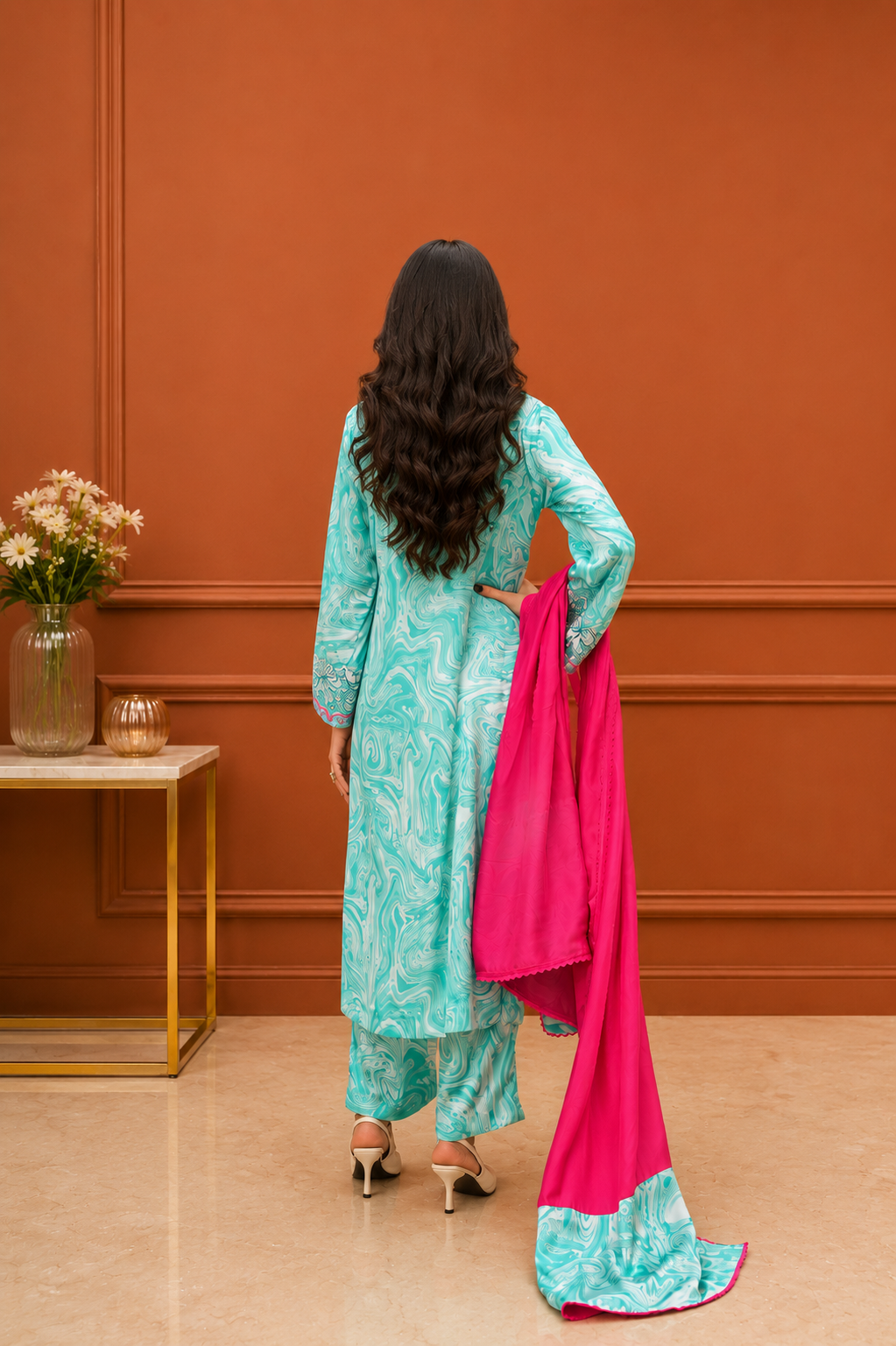 Printed Silk Dress - 3 Piece Ready to wear Silk Suit