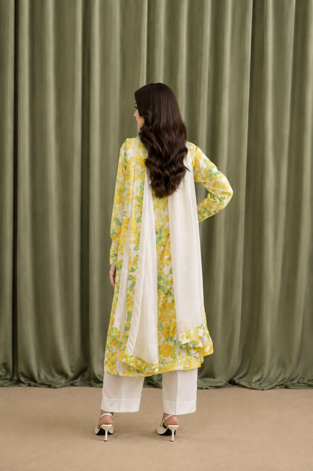 Floral Printed - 3 Piece Ready to wear Silk Suit