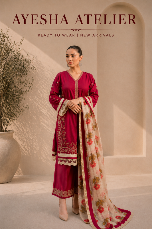 Ruby Blossom – 3 Piece Ready to Wear Lawn Suit