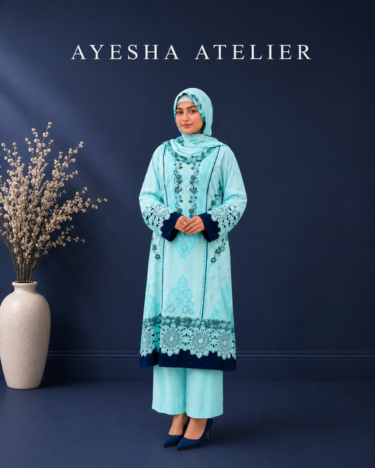 Aqua Blue  - 3 Piece Ready to wear Lawn Suit
