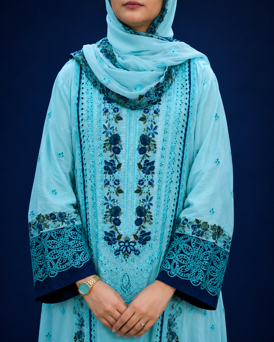 Aqua Blue  - 3 Piece Ready to wear Lawn Suit