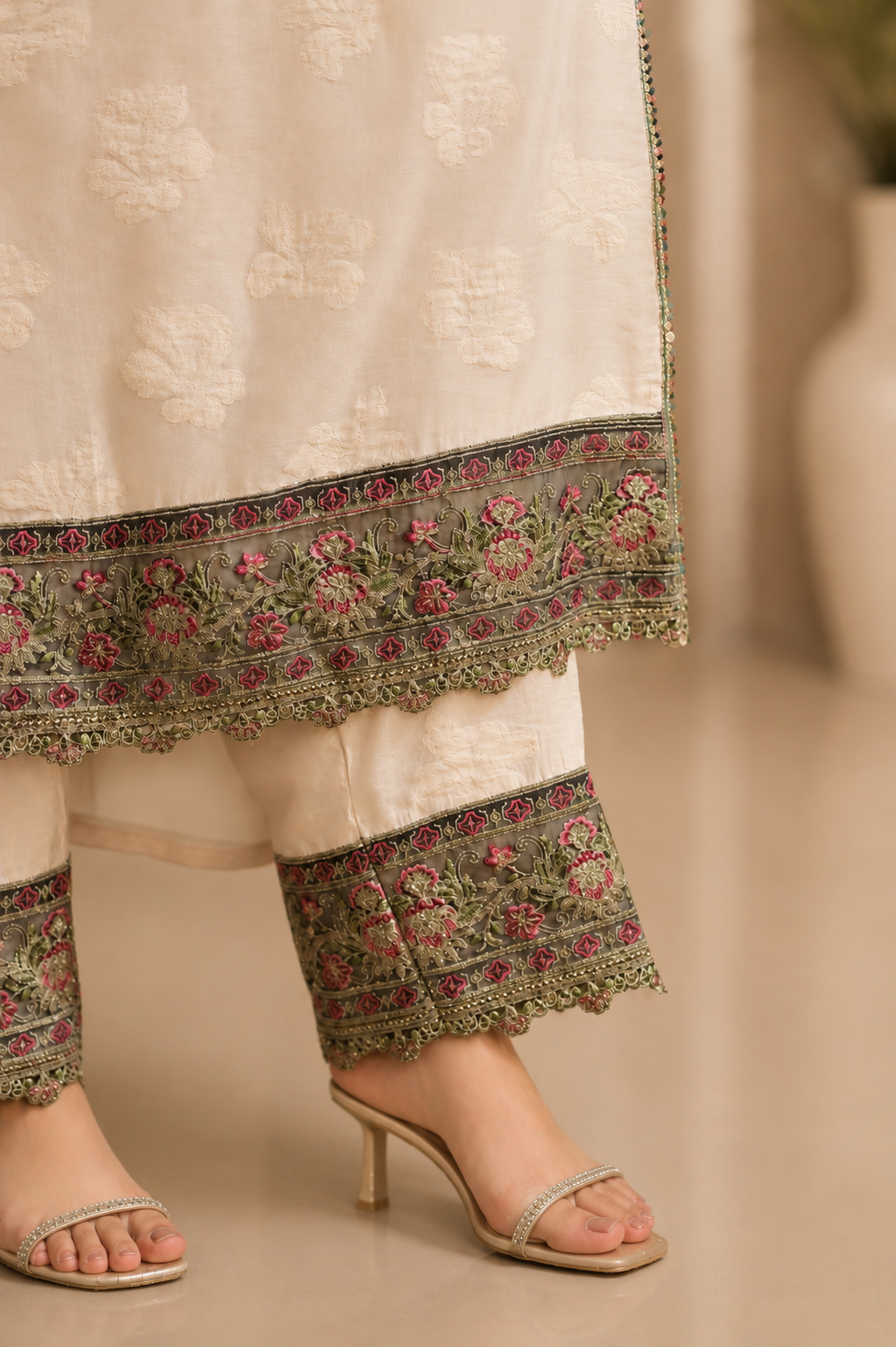 Ivory Patch Work  - 3 Piece Ready to wear Lawn Suit