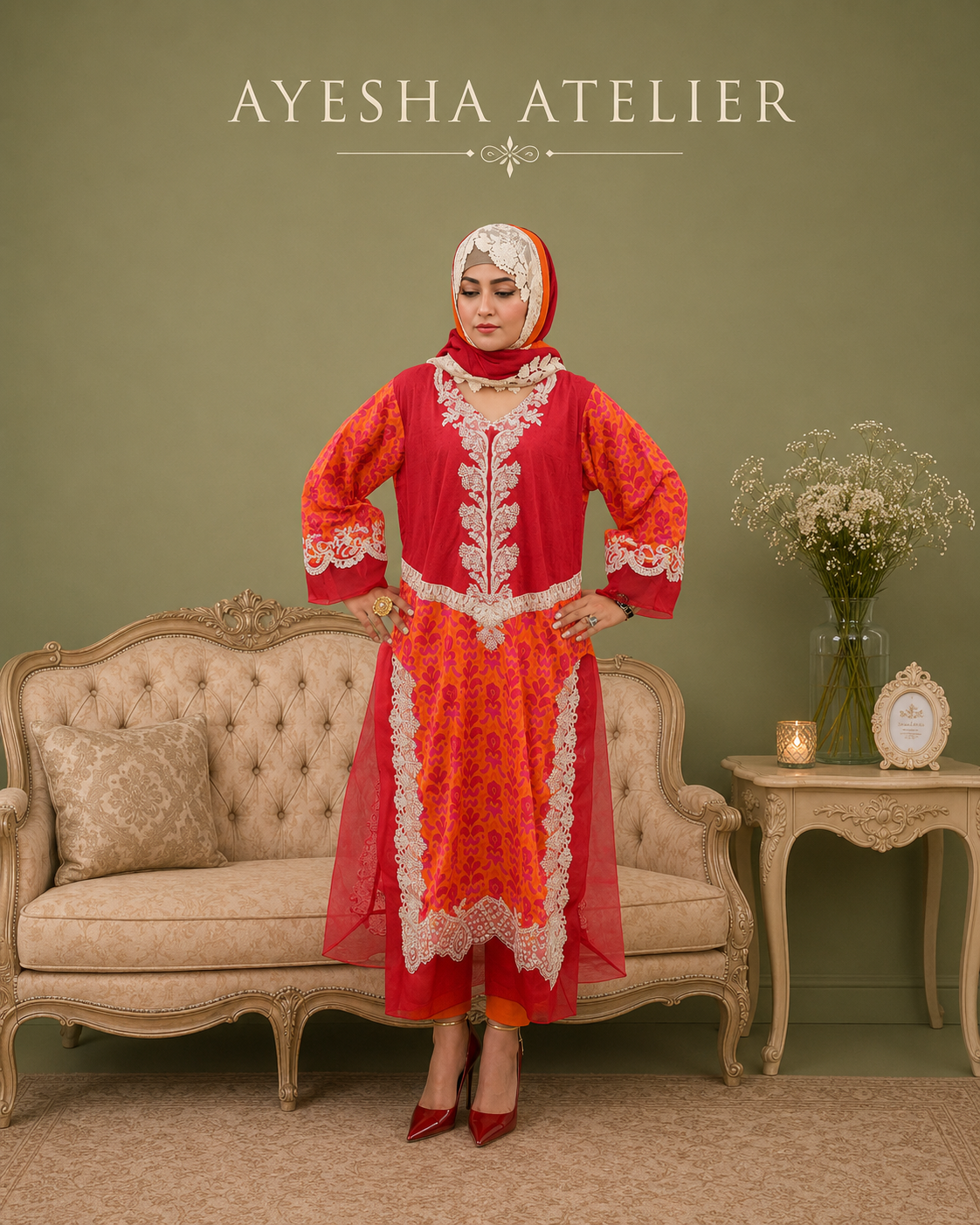 Double-Shaded Appliqué Embroidered - 3 Piece Ready to wear Lawn Suit