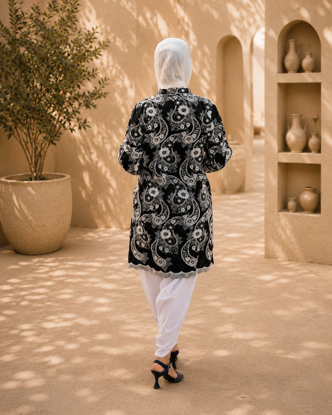 Black & White Floral Embroidered - 3 Piece Ready to wear Lawn Suit