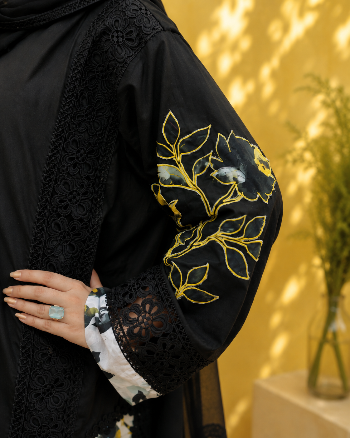 Black Floral - 3 Piece Ready to wear Lawn Suit