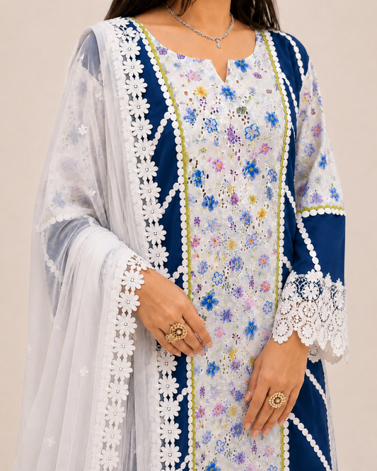 Azure Bloom – 3 Piece Ready to Wear Lawn Suit