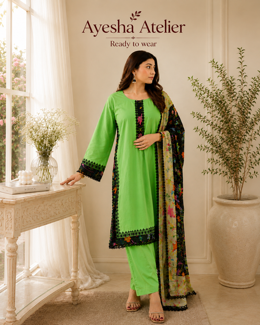 Lime Botanica – 3 Piece Ready to Wear Lawn Suit