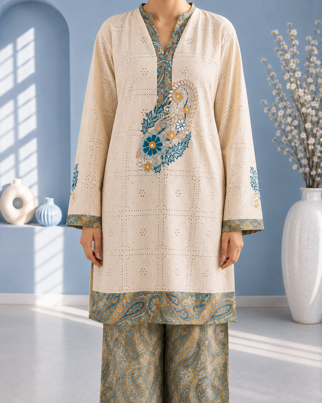 Azure Ivory – 3 Piece Ready to Wear Lawn Suit