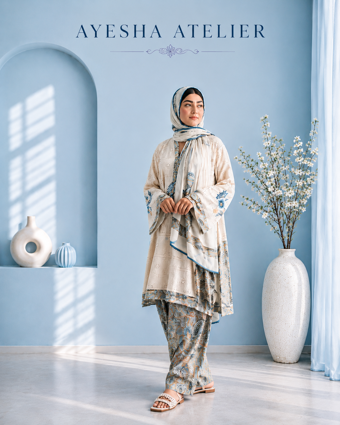 Azure Ivory – 3 Piece Ready to Wear Lawn Suit