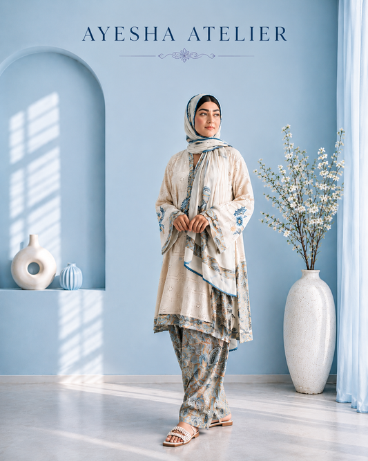Azure Ivory – 3 Piece Ready to Wear Lawn Suit